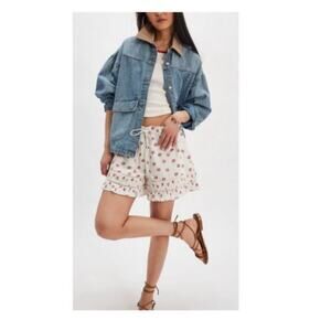 Free People Cambridge Pull On Shorts Ivory Combos size Large NWT